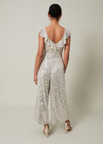 Phase Eight Tazanna Sequin Wide Leg Jumpsuit Silver Canada | LBSTUY-540